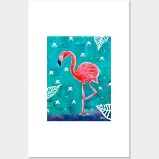Neon Pink Tropical Flamingo Posters and Art
